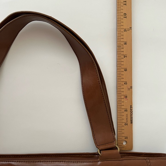 AnaFirenze Brown Tote Bag SyntheticLeather BuckleAccent Zip/Snap ClosureFLAWED - Picture 16 of 16